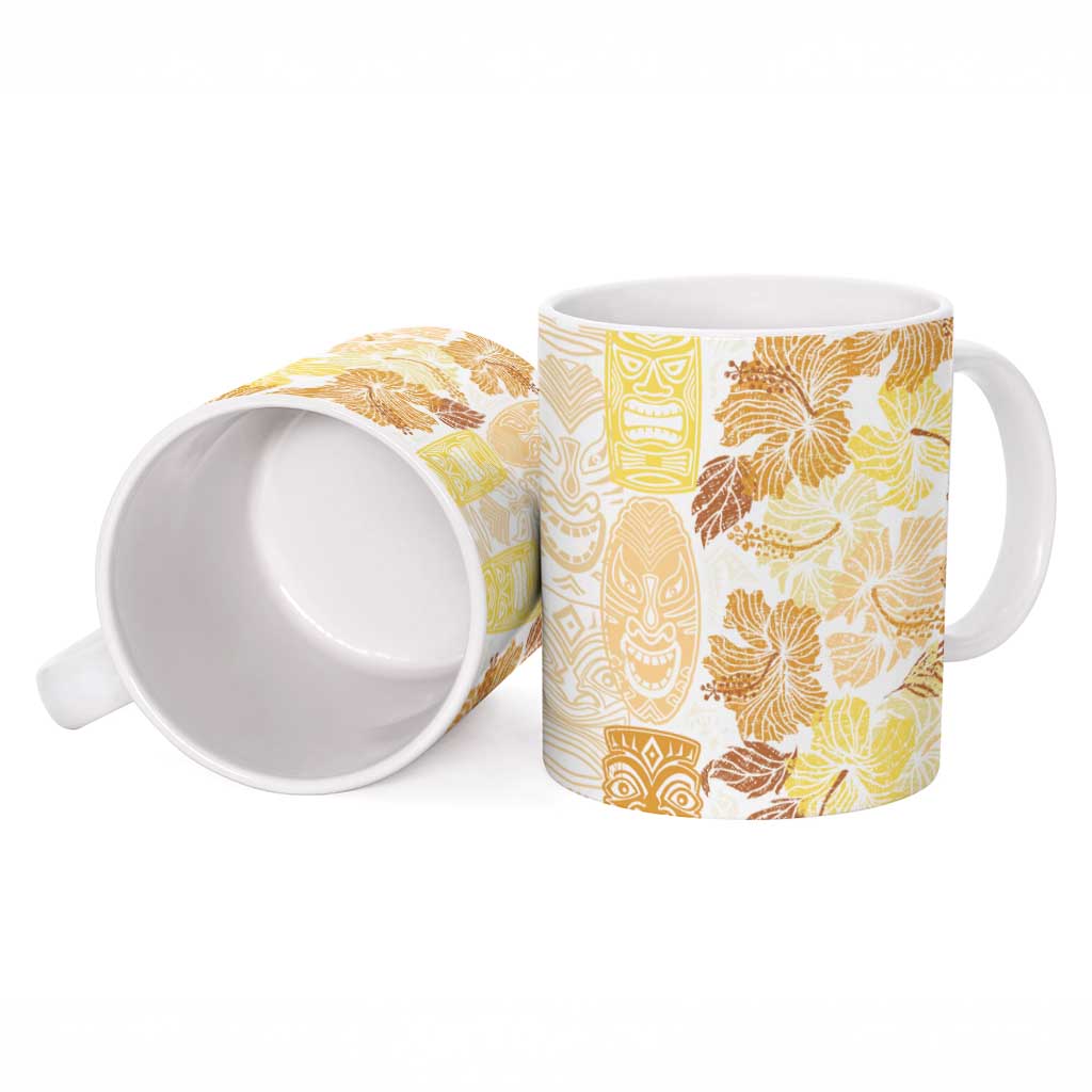 Christmas Aloha Hawaii Tiki Ceramic Mug Hibiscus Autumn Colors - Polynesian Pride