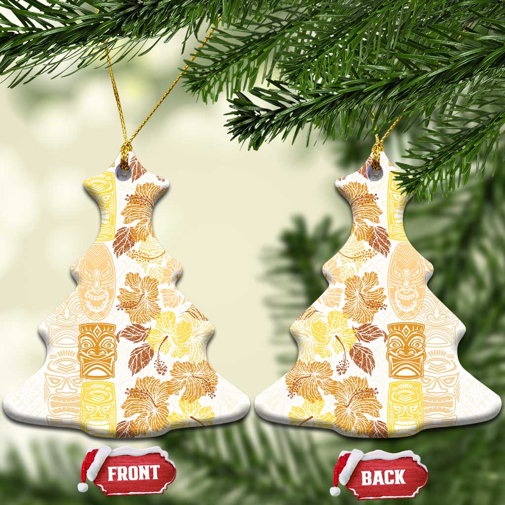 Christmas Aloha Hawaii Tiki Ceramic Ornament Hibiscus Autumn Colors - Polynesian Pride
