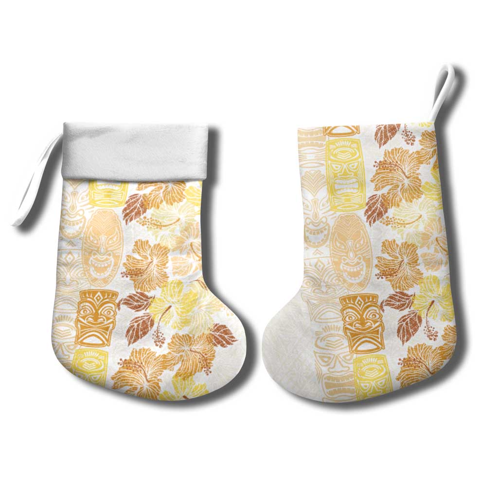 Christmas Aloha Hawaii Tiki Christmas Stocking Hibiscus Autumn Colors - Polynesian Pride