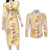 Christmas Aloha Hawaii Tiki Couples Matching Long Sleeve Bodycon Dress and Long Sleeve Button Shirt Hibiscus Autumn Colors - Polynesian Pride