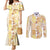 Christmas Aloha Hawaii Tiki Couples Matching Mermaid Dress and Long Sleeve Button Shirt Hibiscus Autumn Colors - Polynesian Pride