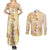 Christmas Aloha Hawaii Tiki Couples Matching Summer Maxi Dress and Long Sleeve Button Shirt Hibiscus Autumn Colors - Polynesian Pride
