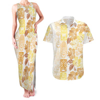 Christmas Aloha Hawaii Tiki Couples Matching Tank Maxi Dress and Hawaiian Shirt Hibiscus Autumn Colors - Polynesian Pride