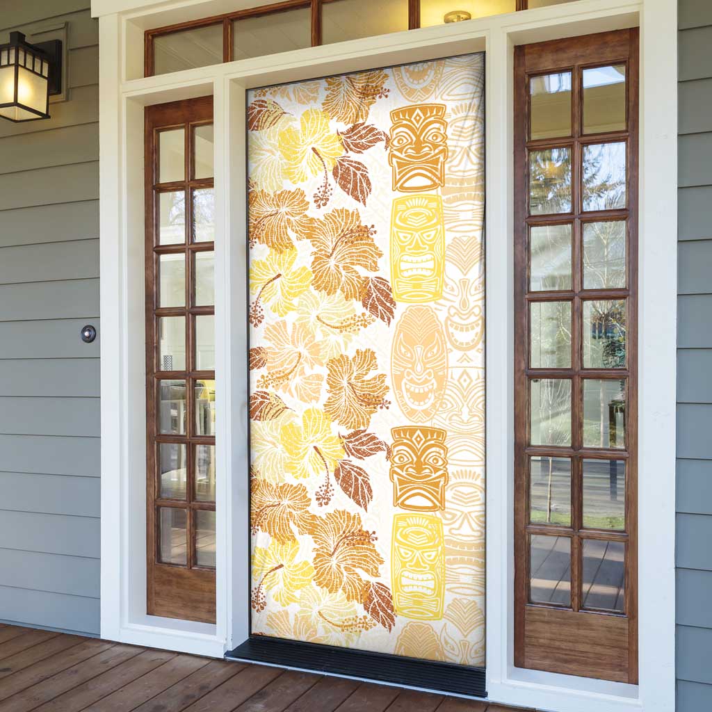 Christmas Aloha Hawaii Tiki Door Cover Hibiscus Autumn Colors - Polynesian Pride