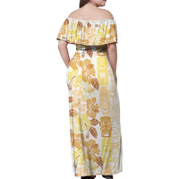 Christmas Aloha Hawaii Tiki Family Matching Off Shoulder Maxi Dress and Hawaiian Shirt Hibiscus Autumn Colors - Polynesian Pride