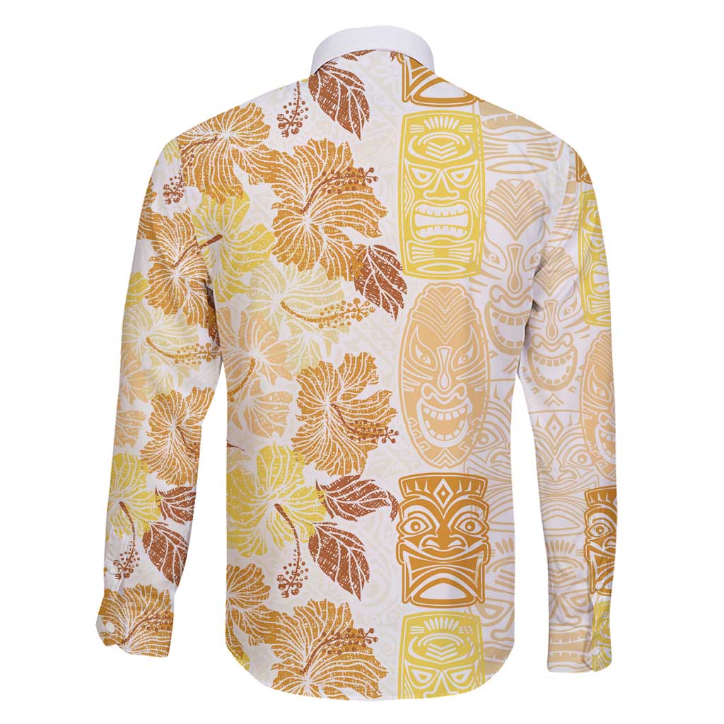 Christmas Aloha Hawaii Tiki Family Matching Off Shoulder Short Dress and Hawaiian Shirt Hibiscus Autumn Colors - Polynesian Pride