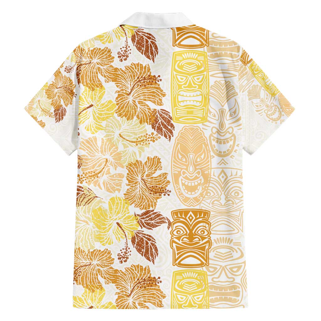 Christmas Aloha Hawaii Tiki Family Matching Puletasi and Hawaiian Shirt Hibiscus Autumn Colors - Polynesian Pride