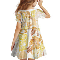 Christmas Aloha Hawaii Tiki Family Matching Short Sleeve Bodycon Dress and Hawaiian Shirt Hibiscus Autumn Colors - Polynesian Pride