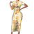 Christmas Aloha Hawaii Tiki Family Matching Short Sleeve Bodycon Dress and Hawaiian Shirt Hibiscus Autumn Colors - Polynesian Pride