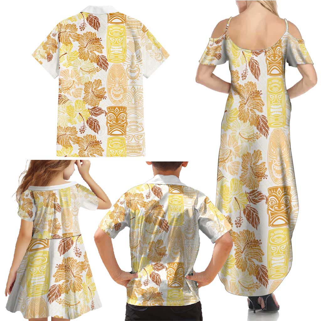 Christmas Aloha Hawaii Tiki Family Matching Summer Maxi Dress and Hawaiian Shirt Hibiscus Autumn Colors - Polynesian Pride