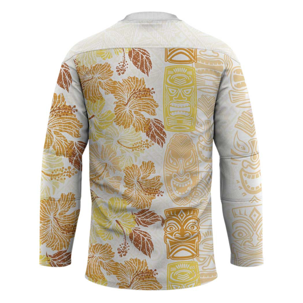 Christmas Aloha Hawaii Tiki Hockey Jersey Hibiscus Autumn Colors - Polynesian Pride