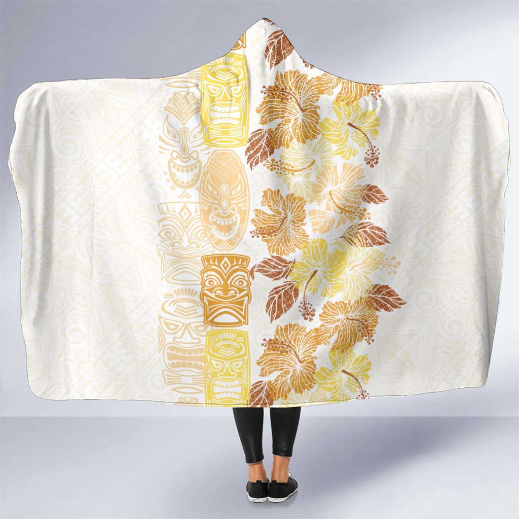 Christmas Aloha Hawaii Tiki Hooded Blanket Hibiscus Autumn Colors - Polynesian Pride
