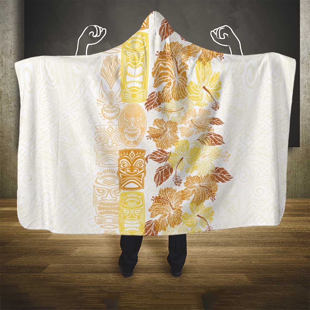Christmas Aloha Hawaii Tiki Hooded Blanket Hibiscus Autumn Colors - Polynesian Pride