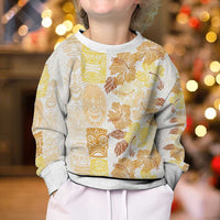 Christmas Aloha Hawaii Tiki Kid Ugly Christmas Sweater Hibiscus Autumn Colors - Polynesian Pride