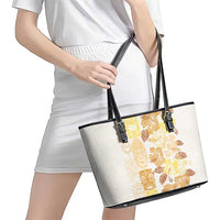 Christmas Aloha Hawaii Tiki Leather Tote Bag Hibiscus Autumn Colors - Polynesian Pride