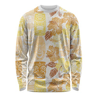 Christmas Aloha Hawaii Tiki Long Sleeve Shirt Hibiscus Autumn Colors LT7 Unisex Yellow - Polynesian Pride