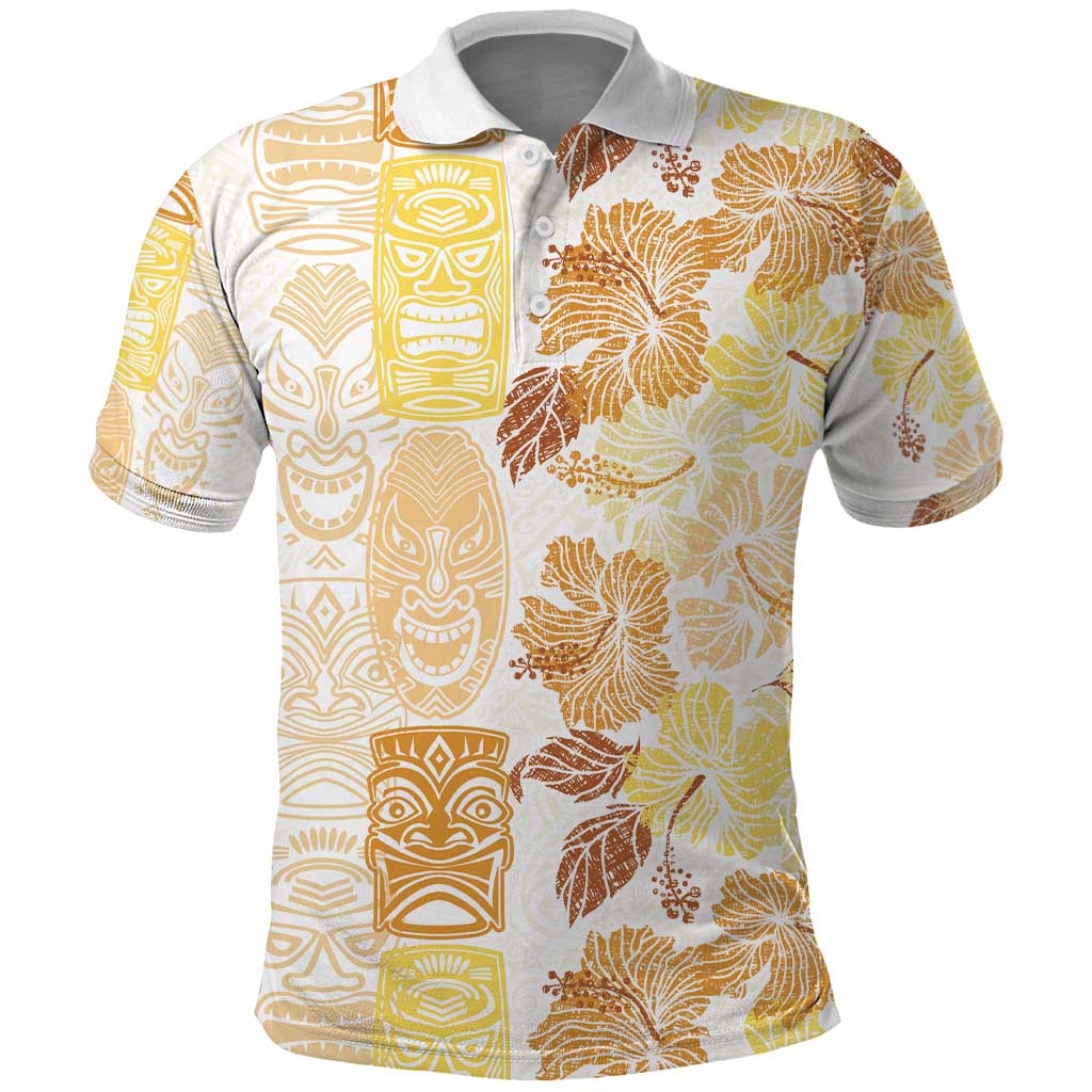 Christmas Aloha Hawaii Tiki Polo Shirt Hibiscus Autumn Colors - Polynesian Pride