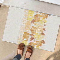 Christmas Aloha Hawaii Tiki Rubber Doormat Hibiscus Autumn Colors - Polynesian Pride
