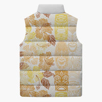 Christmas Aloha Hawaii Tiki Sleeveless Puffer Jacket Hibiscus Autumn Colors - Polynesian Pride