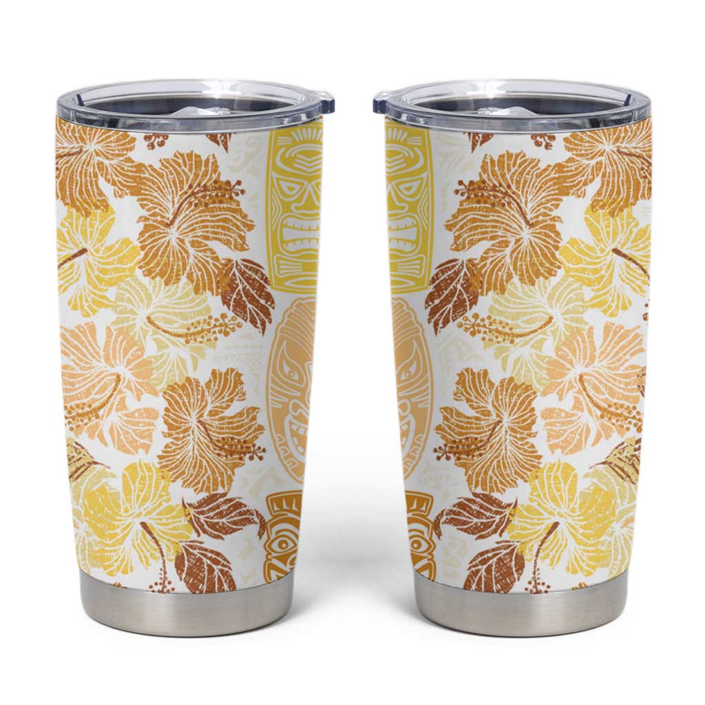Christmas Aloha Hawaii Tiki Tumbler Cup Hibiscus Autumn Colors - Polynesian Pride