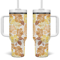 Christmas Aloha Hawaii Tiki Tumbler With Handle Hibiscus Autumn Colors - Polynesian Pride