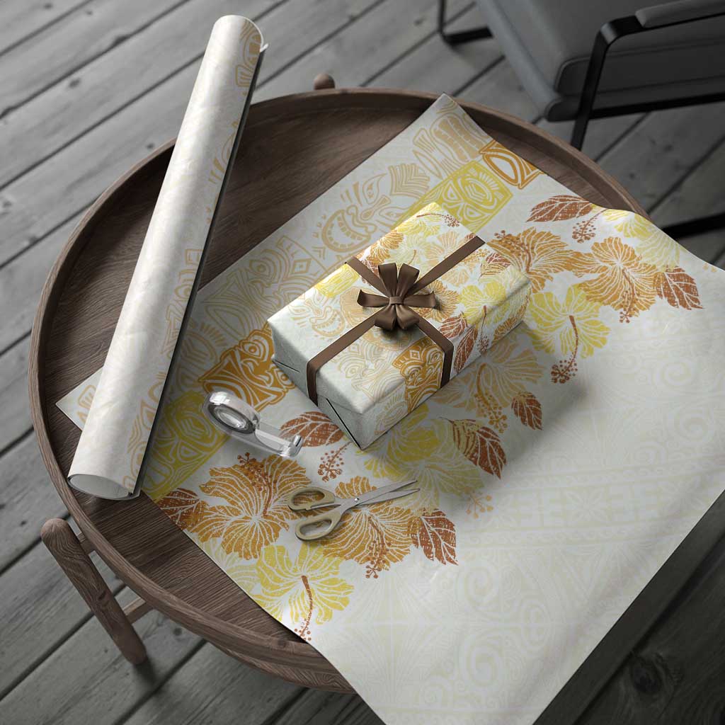Christmas Aloha Hawaii Tiki Wrapping Paper Hibiscus Autumn Colors LT7 - Polynesian Pride