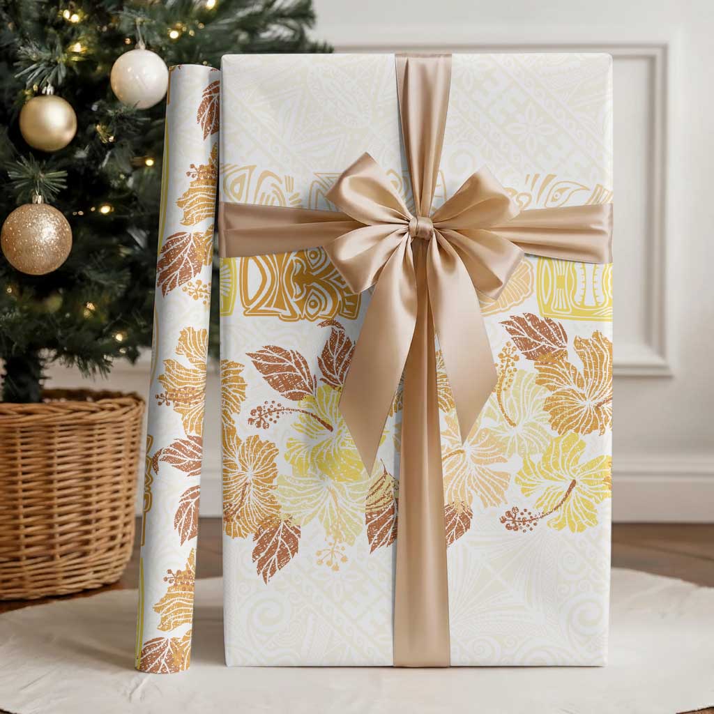 Christmas Aloha Hawaii Tiki Wrapping Paper Hibiscus Autumn Colors LT7 - Polynesian Pride
