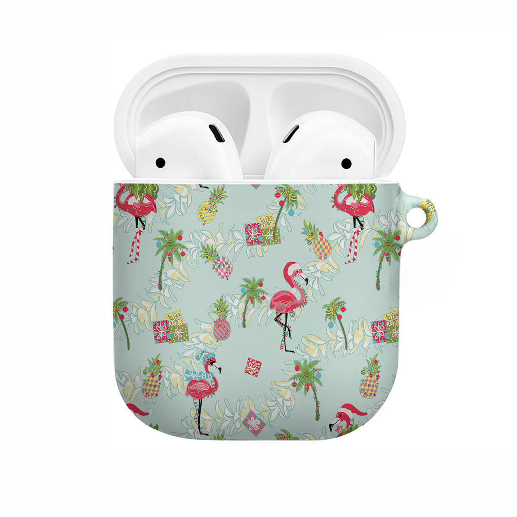 Aloha Hawaii Christmas Seamless AirPods Case Plumeria Lei