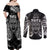 Custom New Zealand Rugby Couples Matching Off Shoulder Maxi Dress and Long Sleeve Button Shirt 2023 World Cup Aotearoa Haka Face LT7 - Polynesian Pride