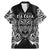 Custom New Zealand Rugby Family Matching Mermaid Dress and Hawaiian Shirt 2023 World Cup Aotearoa Haka Face LT7 Dad's Shirt - Short Sleeve Black - Polynesian Pride