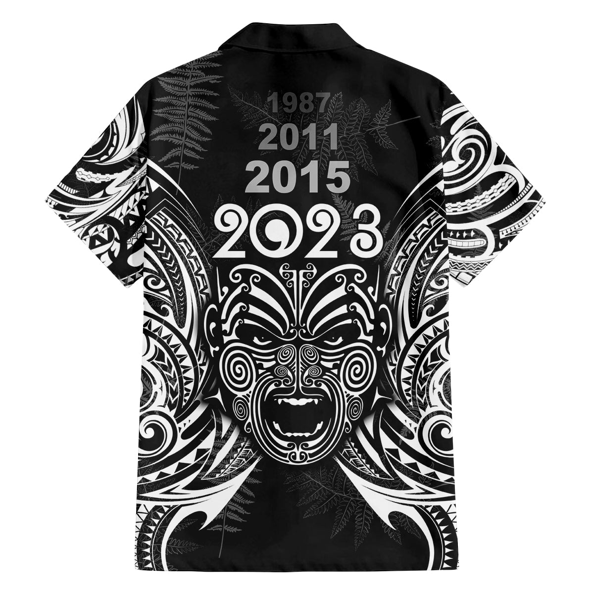 New Zealand Rugby Family Matching Off Shoulder Short Dress and Hawaiian Shirt 2023 World Cup Aotearoa Haka Face LT7 - Polynesian Pride