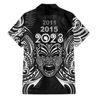 New Zealand Rugby Family Matching Off Shoulder Short Dress and Hawaiian Shirt 2023 World Cup Aotearoa Haka Face LT7 - Polynesian Pride