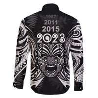 New Zealand Rugby Family Matching Off Shoulder Short Dress and Hawaiian Shirt 2023 World Cup Aotearoa Haka Face LT7 - Polynesian Pride