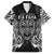 Custom New Zealand Rugby Family Matching Puletasi Dress and Hawaiian Shirt 2023 World Cup Aotearoa Haka Face LT7 Dad's Shirt - Short Sleeve Black - Polynesian Pride