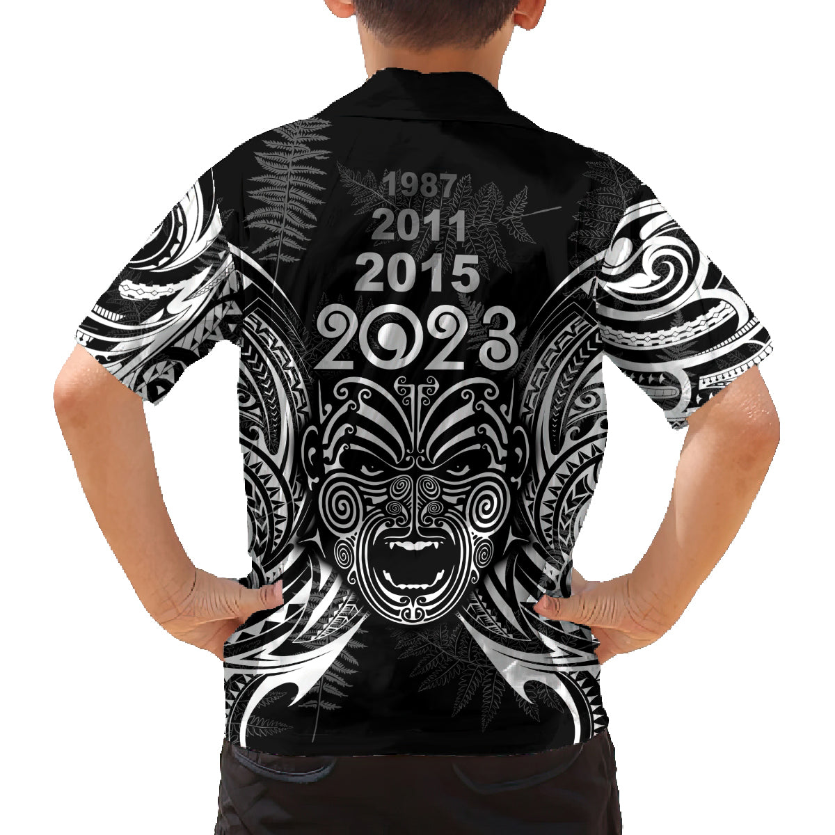 New Zealand Rugby Family Matching Summer Maxi Dress and Hawaiian Shirt 2023 World Cup Aotearoa Haka Face LT7 - Polynesian Pride