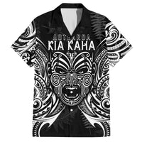 New Zealand Rugby Hawaiian Shirt 2023 World Cup Aotearoa Haka Face LT7 Black - Polynesian Pride