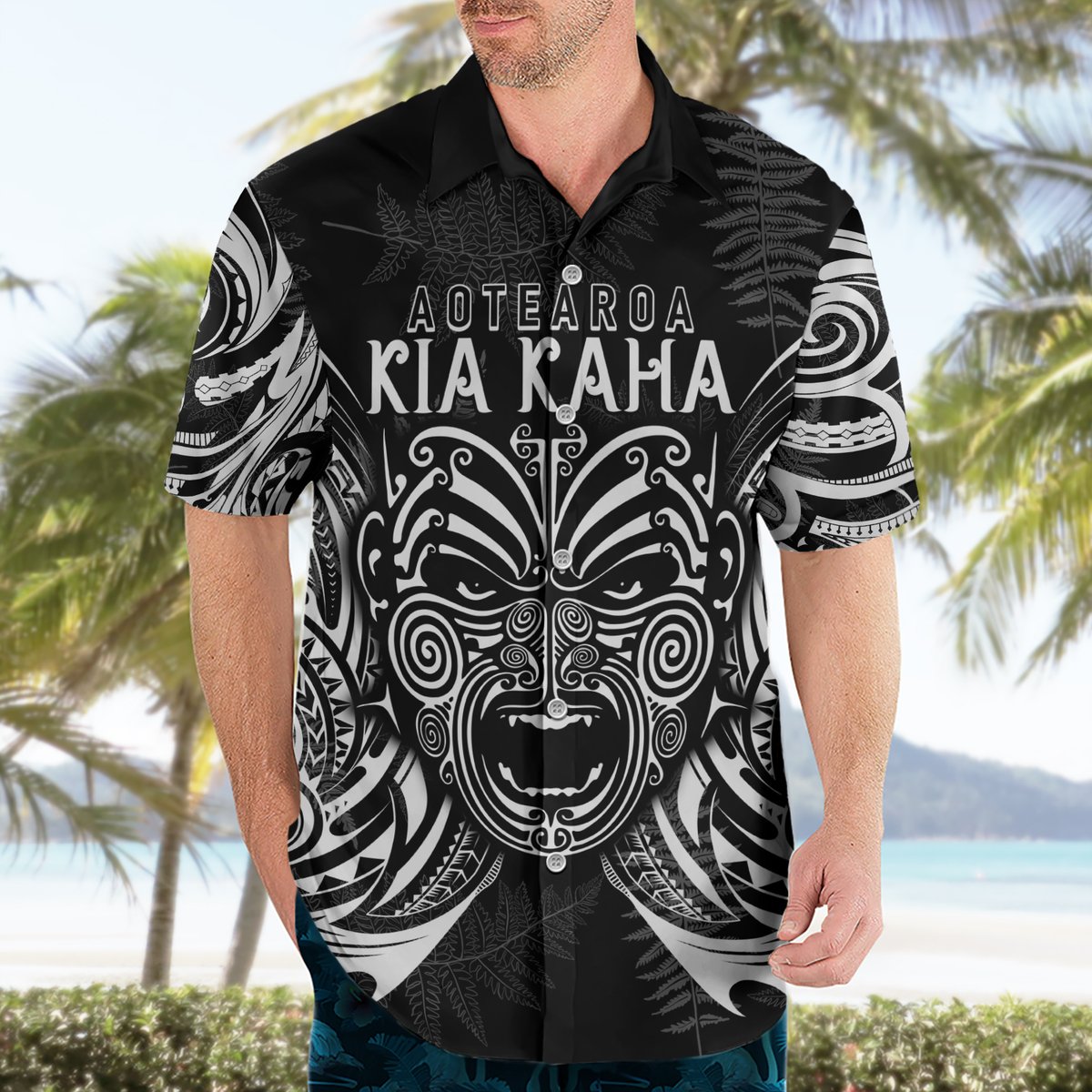 New Zealand Rugby Hawaiian Shirt 2023 World Cup Aotearoa Haka Face LT7 - Polynesian Pride