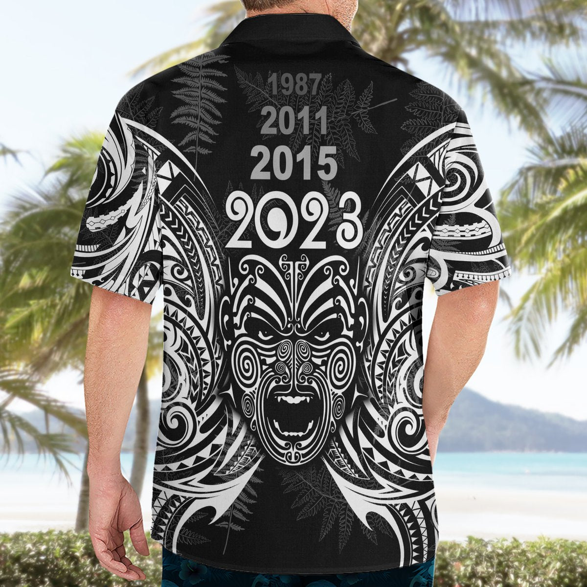 New Zealand Rugby Hawaiian Shirt 2023 World Cup Aotearoa Haka Face LT7 - Polynesian Pride