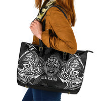 New Zealand Rugby Leather Tote Bag 2023 World Cup Aotearoa Haka Face LT7 Black - Polynesian Pride