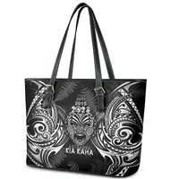 New Zealand Rugby Leather Tote Bag 2023 World Cup Aotearoa Haka Face LT7 - Polynesian Pride