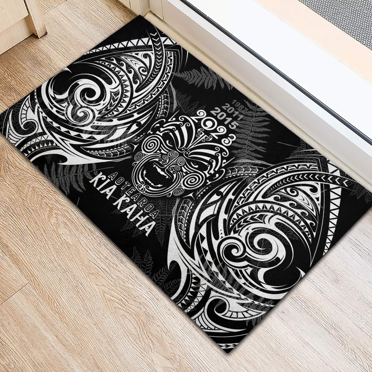 New Zealand Rugby Rubber Doormat 2023 World Cup Aotearoa Haka Face LT7 - Polynesian Pride
