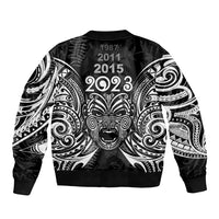 New Zealand Rugby Sleeve Zip Bomber Jacket 2023 World Cup Aotearoa Haka Face LT7 - Polynesian Pride