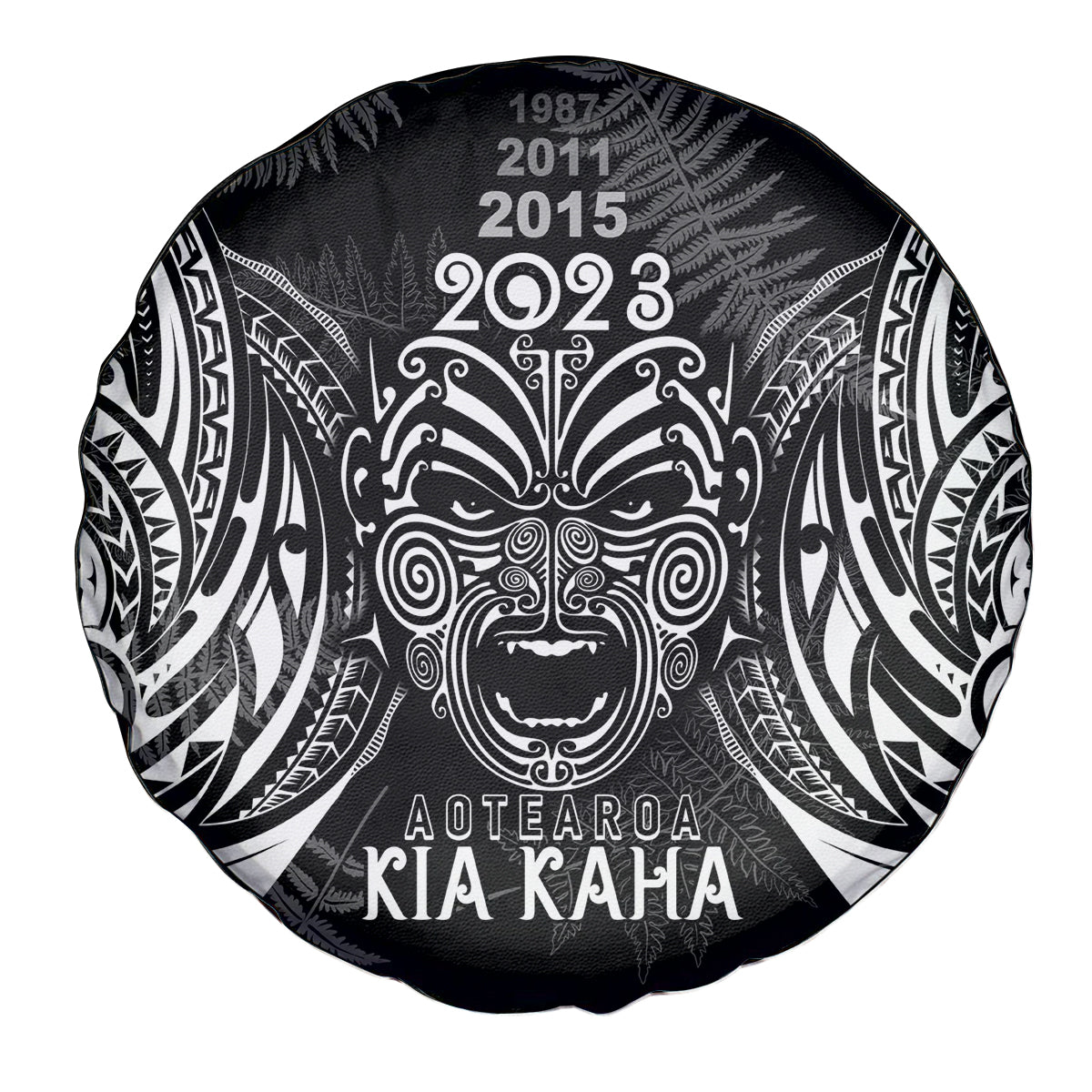 New Zealand Rugby Spare Tire Cover 2023 World Cup Aotearoa Haka Face LT7 - Polynesian Pride