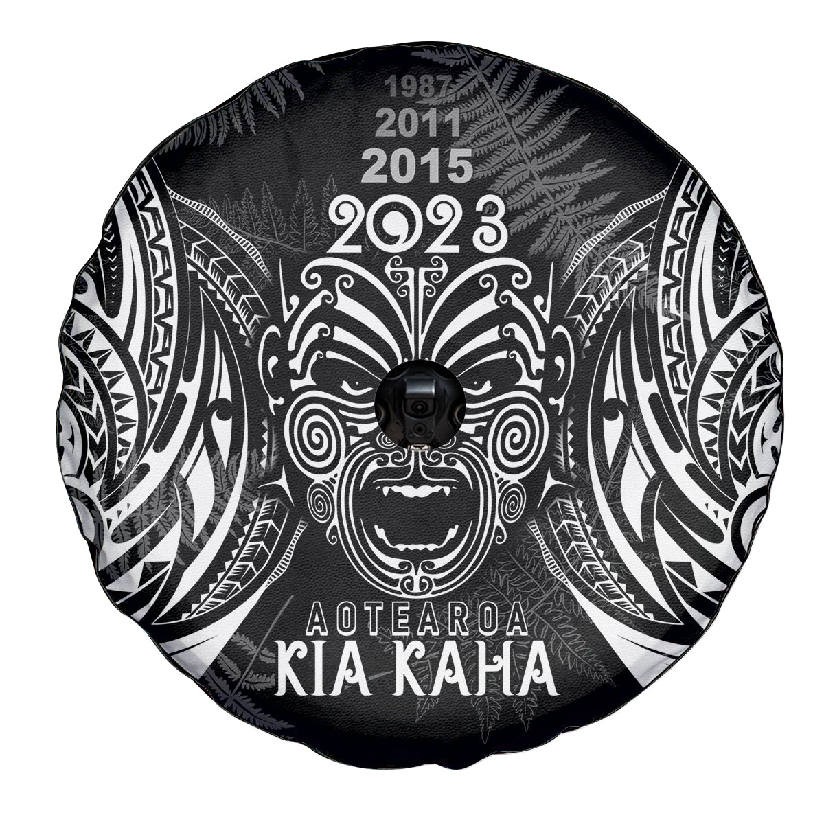 New Zealand Rugby Spare Tire Cover 2023 World Cup Aotearoa Haka Face LT7 - Polynesian Pride