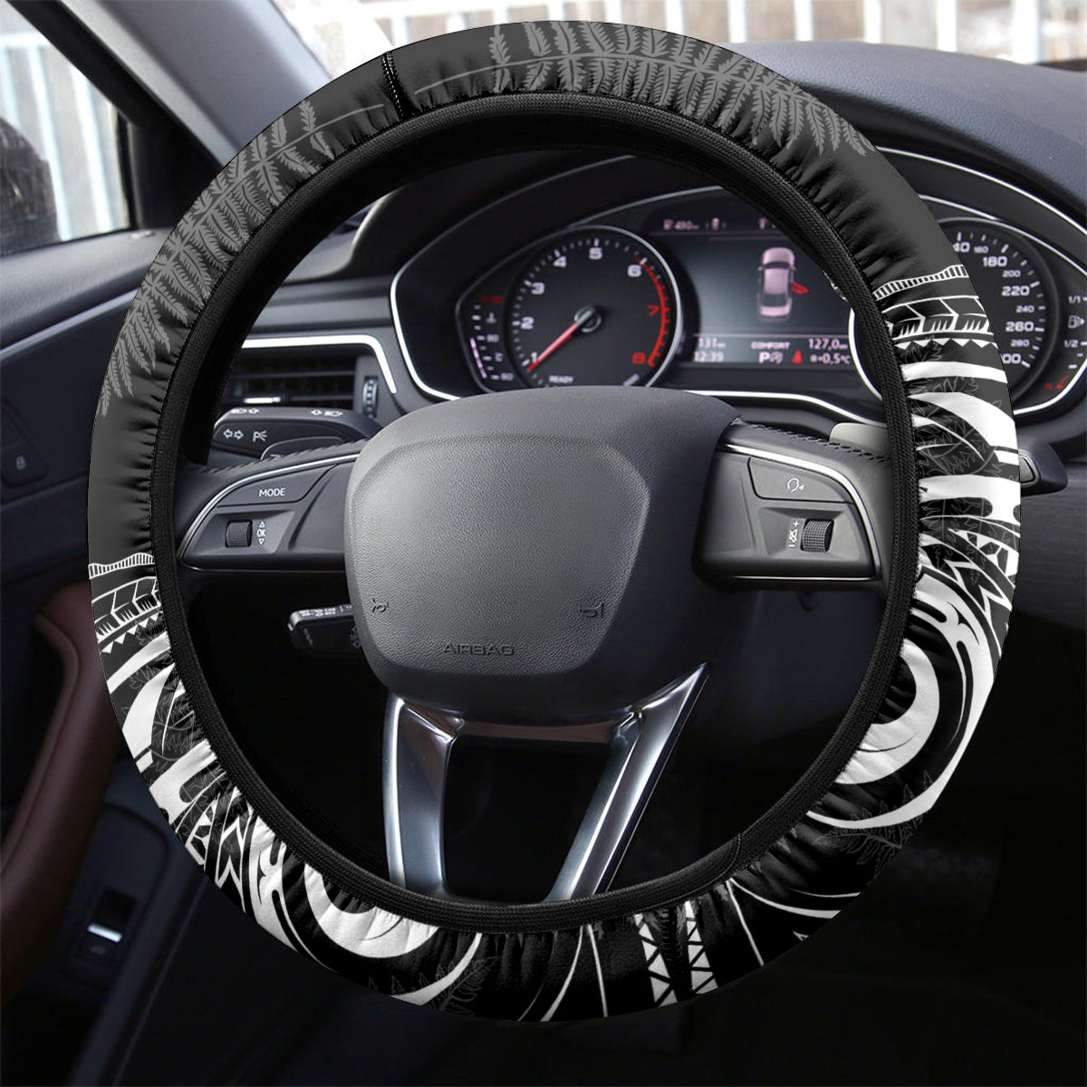 New Zealand Rugby Steering Wheel Cover 2023 World Cup Aotearoa Haka Face LT7 - Polynesian Pride