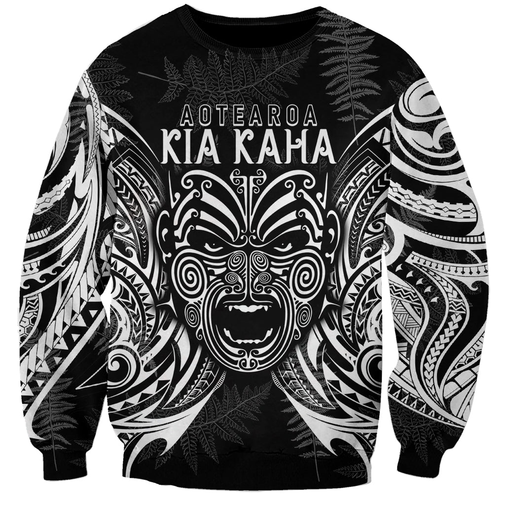 Custom New Zealand Rugby Sweatshirt 2023 World Cup Aotearoa Haka Face LT7 Unisex Black - Polynesian Pride