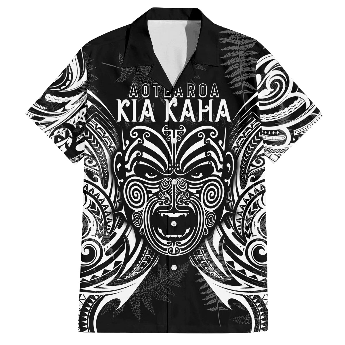 New Zealand Rugby Family Matching Off Shoulder Short Dress and Hawaiian Shirt 2023 World Cup Aotearoa Create History LT7 Dad's Shirt - Short Sleeve Black - Polynesian Pride
