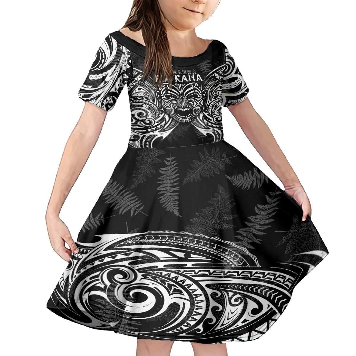 New Zealand Rugby Kid Short Sleeve Dress 2023 World Cup Aotearoa Create History LT7 KID Black - Polynesian Pride