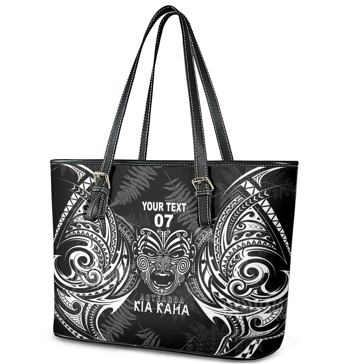 New Zealand Rugby Leather Tote Bag 2023 World Cup Aotearoa Create History LT7 - Polynesian Pride