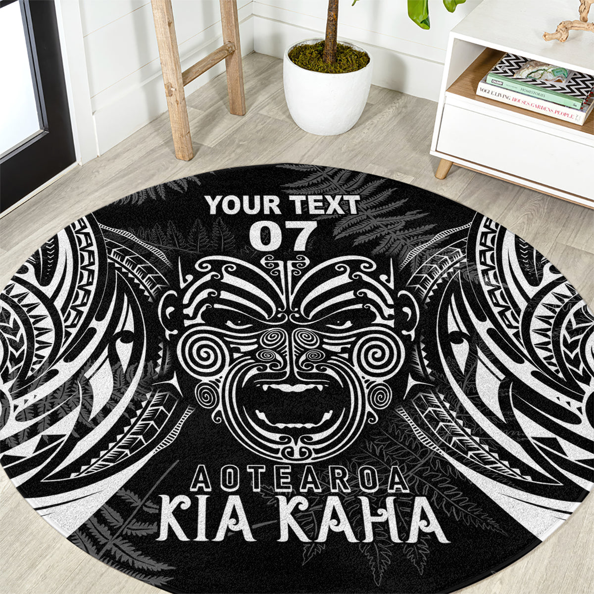 New Zealand Rugby Round Carpet 2023 World Cup Aotearoa Create History LT7 Black - Polynesian Pride